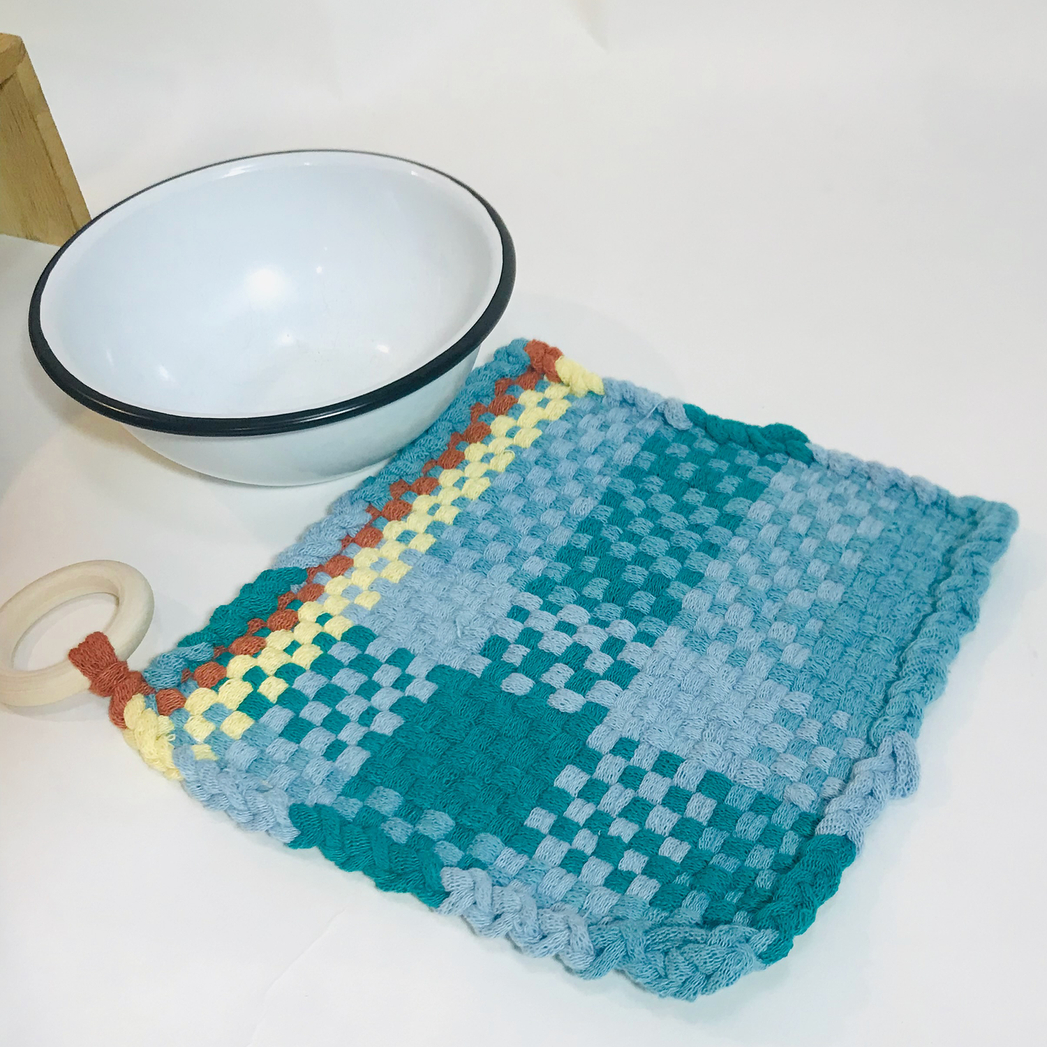 Woven Trivet in Mediterranean Blues