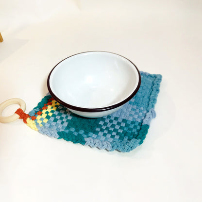 Woven Trivet in Mediterranean Blues